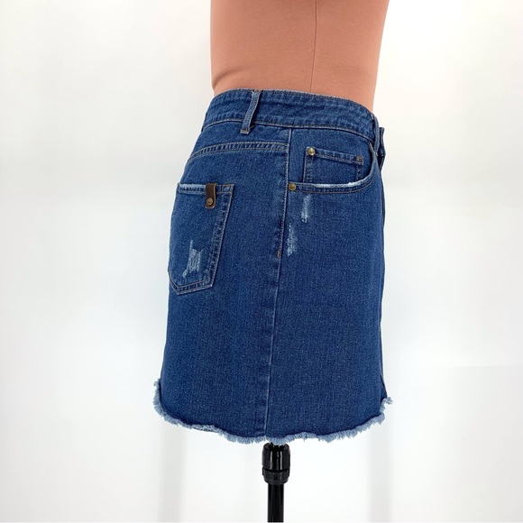 Roxy Icon Blue Denim Raw Edge Mini Skirt, XL - Picture 8 of 16
